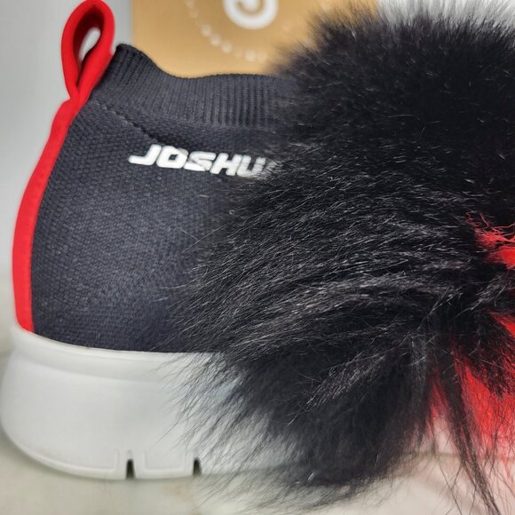 NWB~$345~JOSHUA*S~38/8~ITALY RED BLACK FOX FUR EXTRA LIGHT SNEAKERS SHOES BOOTS - Picture 5 of 16